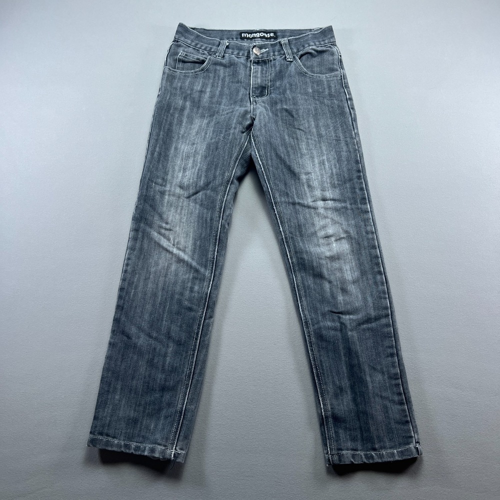 Mongoose Straight Leg Jeans Girls 10 Gray Denim Medium Wash Low Rise Zip Fly